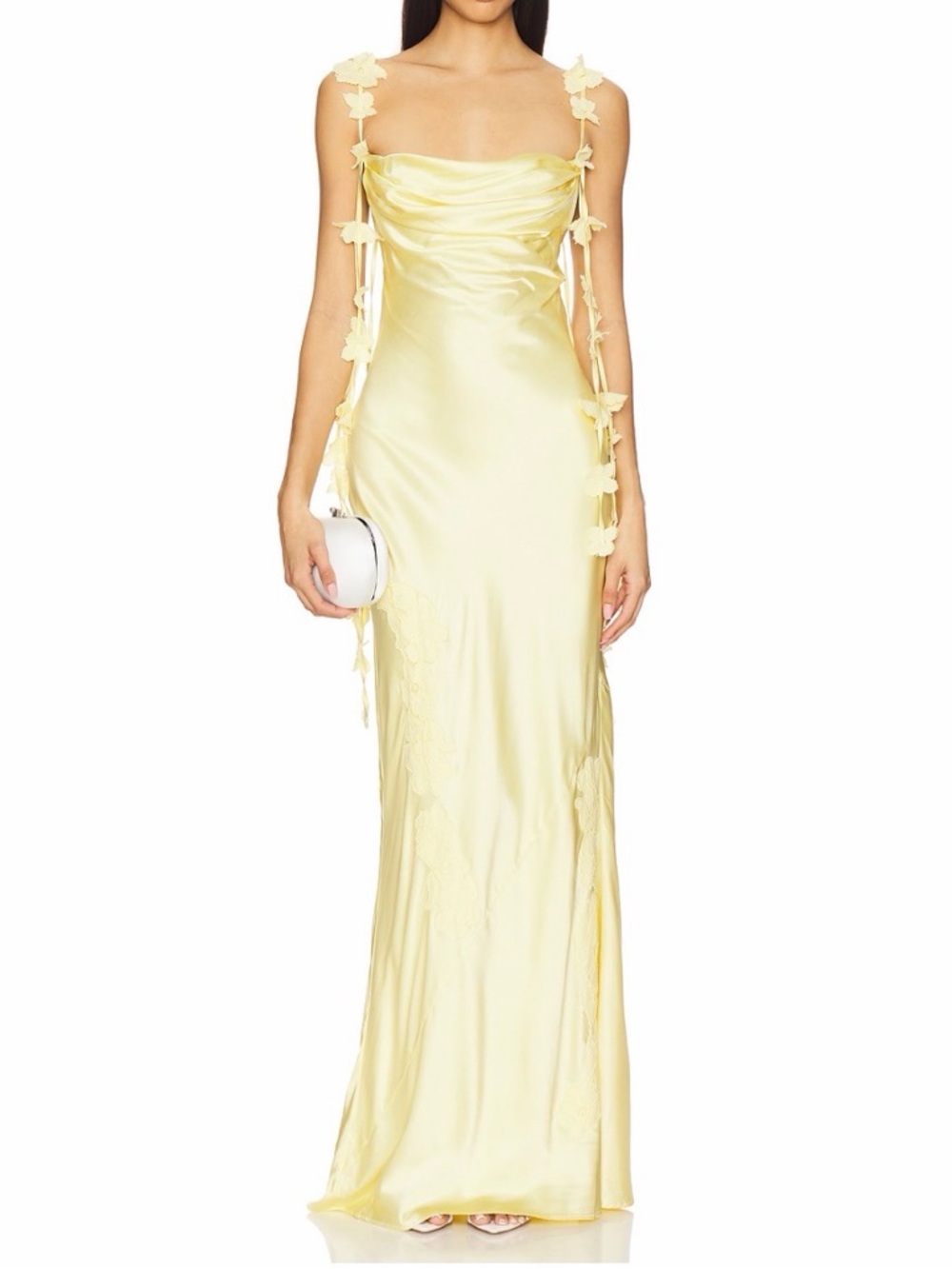 Elegant Yellow Satin Evening Gown